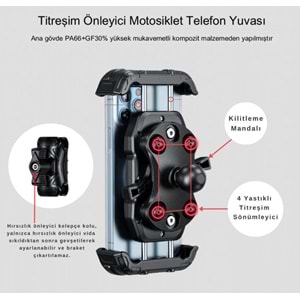 Nukrotech M28 Titreşim Modüllü Telefon Tutucu Gidon/Ayna Bağlantılı